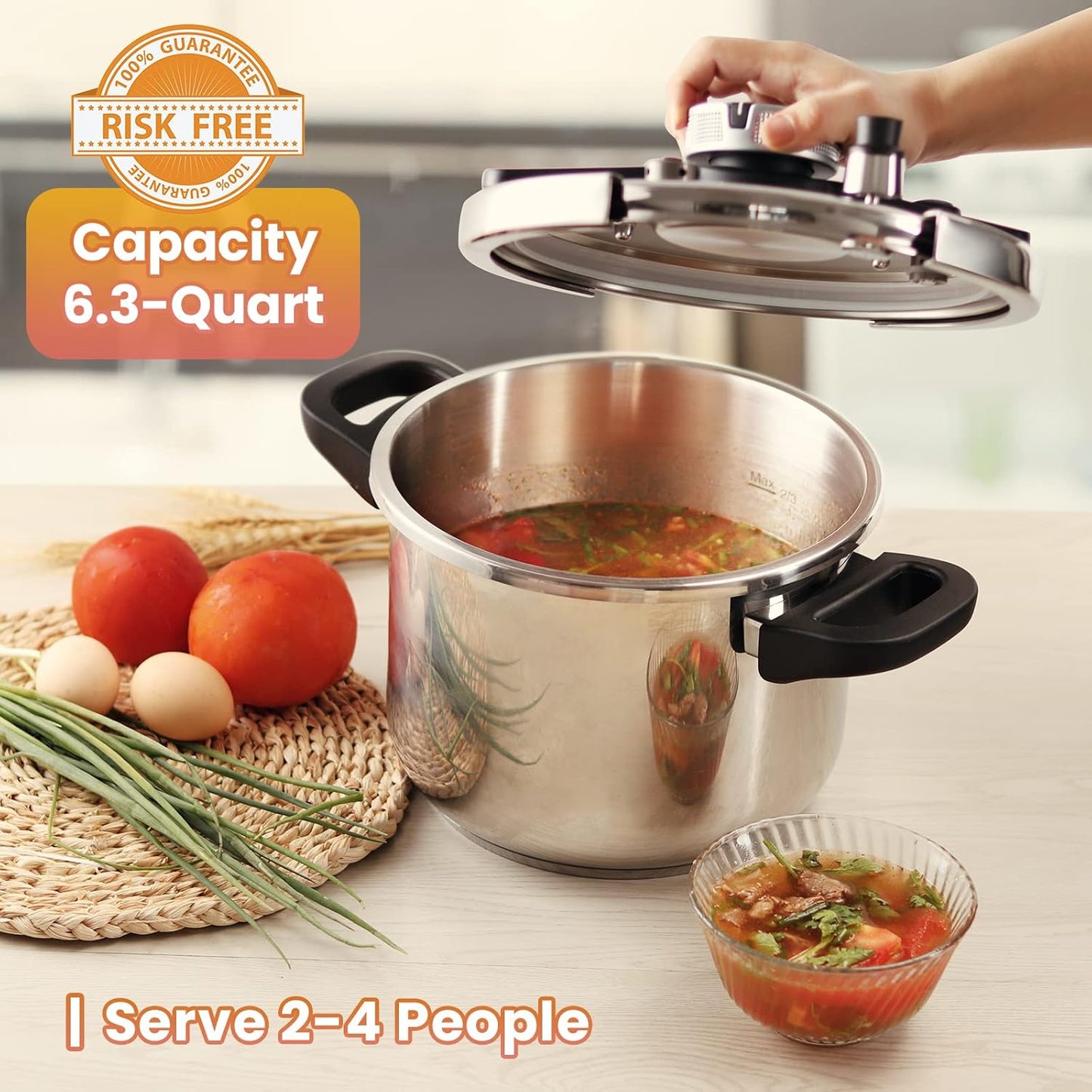 Advanced Steel Pressure Cooker with 3-Layer Base