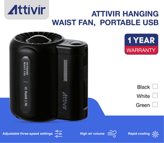 Attivir®︎ BreezeMate™ Portable Fan - 3-Speed Personal Cooling with Clip-On Design